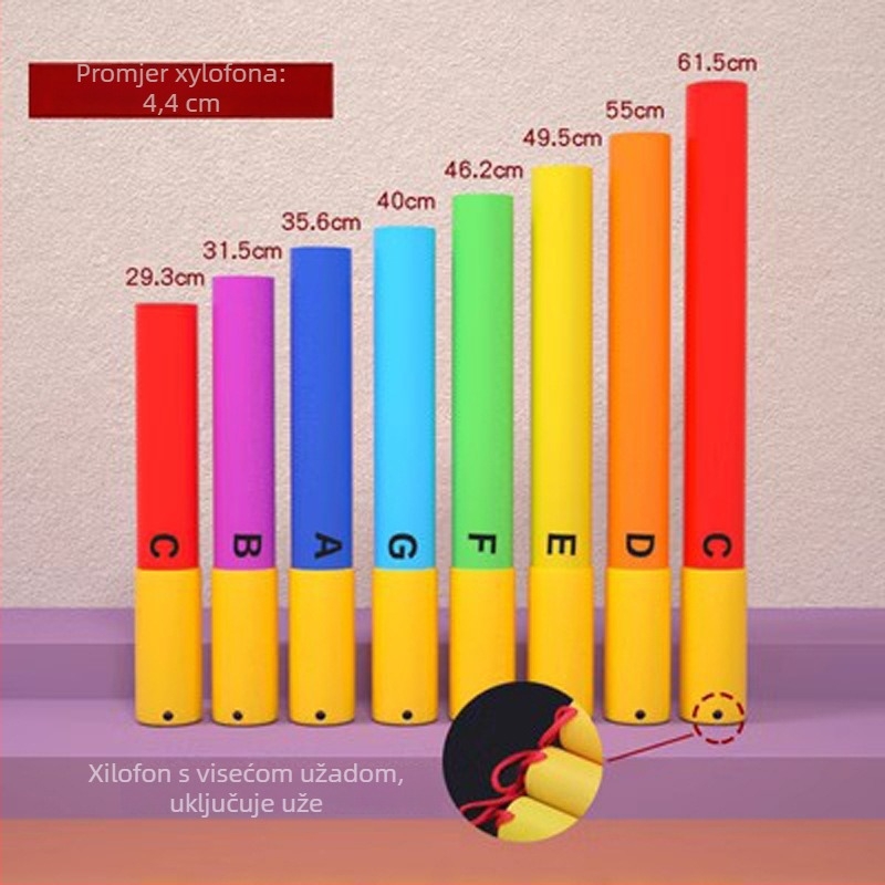 Orffov udarni instrument s osam tonova zvučnih cijevi za djecu, plastična edukativna igračka za uzrast 7-14 godina