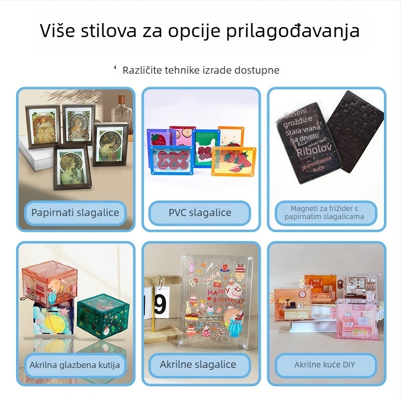 Akrilna kutija za glazbu - prilagodljiva DIY ručna, moderni umjetnički stil, suvenir gradskih atrakcija, moguć ispis logotipa