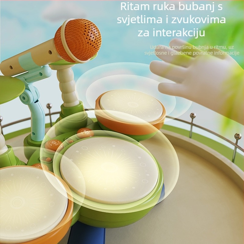 Dječji set bubnjeva – plastični električni udaraljkaški instrument za početnike, 0–3 godine, rano obrazovanje