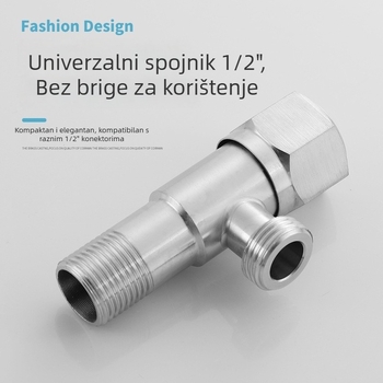 Uglovni ventil, 304 nehrđajući čelik, ugradni (unutarnji promjer 15; radni tlak 1.5; za kuhinju i kupaonicu)