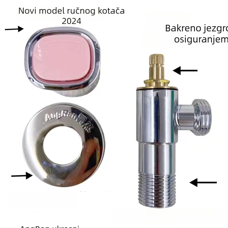 Nehrđajući čelik elektrokrómozvani kutni ventil s bakrenim jezgrom i bakrenom šipkom, 170 g crveno-plava