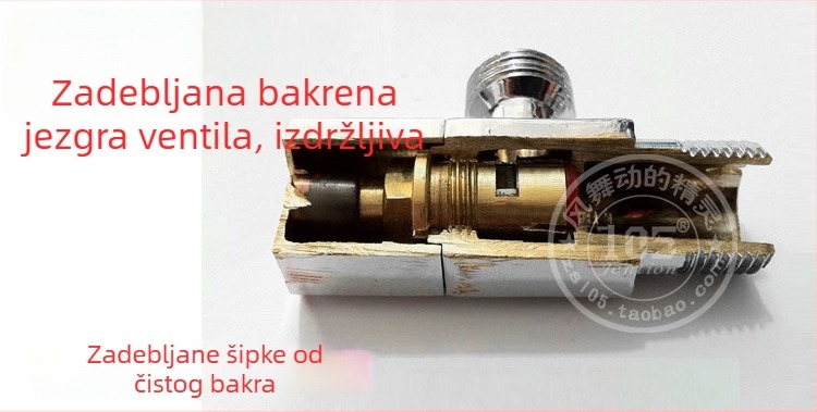 Masivno mesingani osmerokutni kutni ventil s zatvaračem, trokutni ventil, za toplu i hladnu vodu, ugradnja u zid
