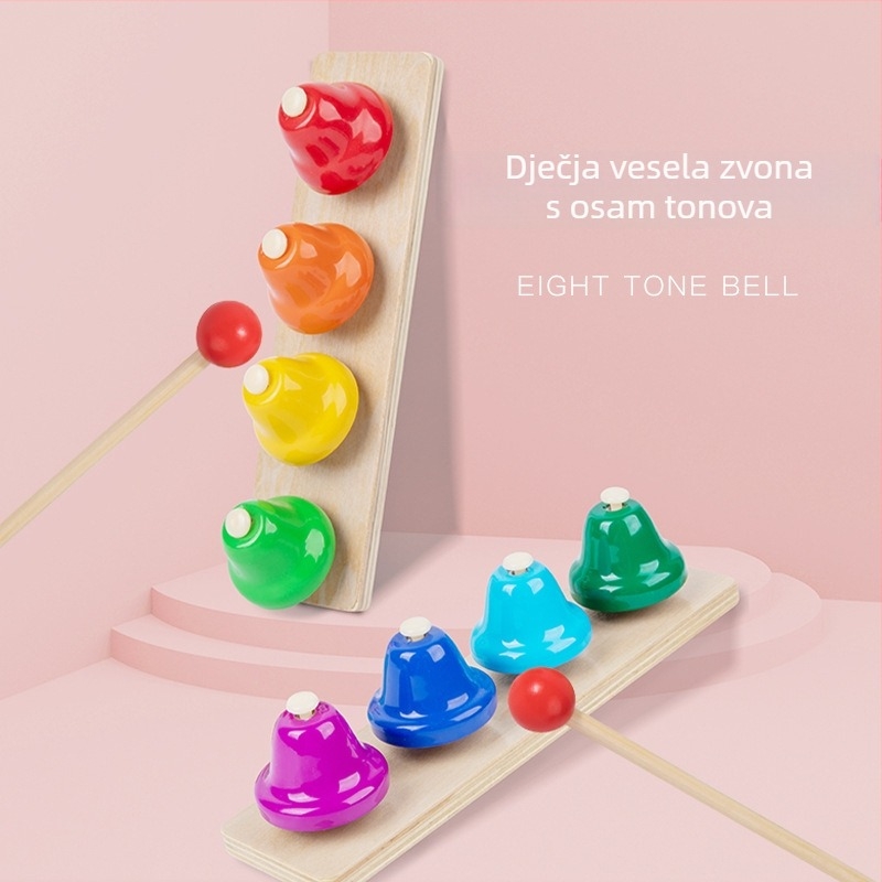 Drveni dječji udaraljka instrument u Orff stilu sa melodičkim satom i osam tonova zvona za djecu od 4 do 6 godina