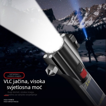 Automobilski višenamjenski solarni LED svjetiljka s čekićem za spašavanje, probijanje stakla, alarm – OUDEW • aluminijska zlitina • Zhejiang • 250 g