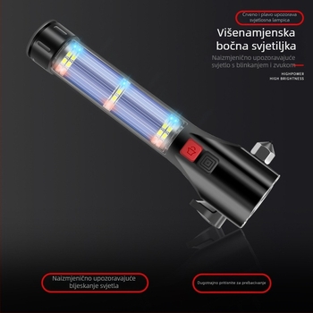Automobilski višenamjenski solarni LED svjetiljka s čekićem za spašavanje, probijanje stakla, alarm – OUDEW • aluminijska zlitina • Zhejiang • 250 g