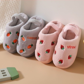Dječje pamučne papuče za bebe 1–3 godine, uzorak s crtanim životinjama, unutarnje, protuklizna podstava, zima, gornji dio od pamuka, gumena podstava