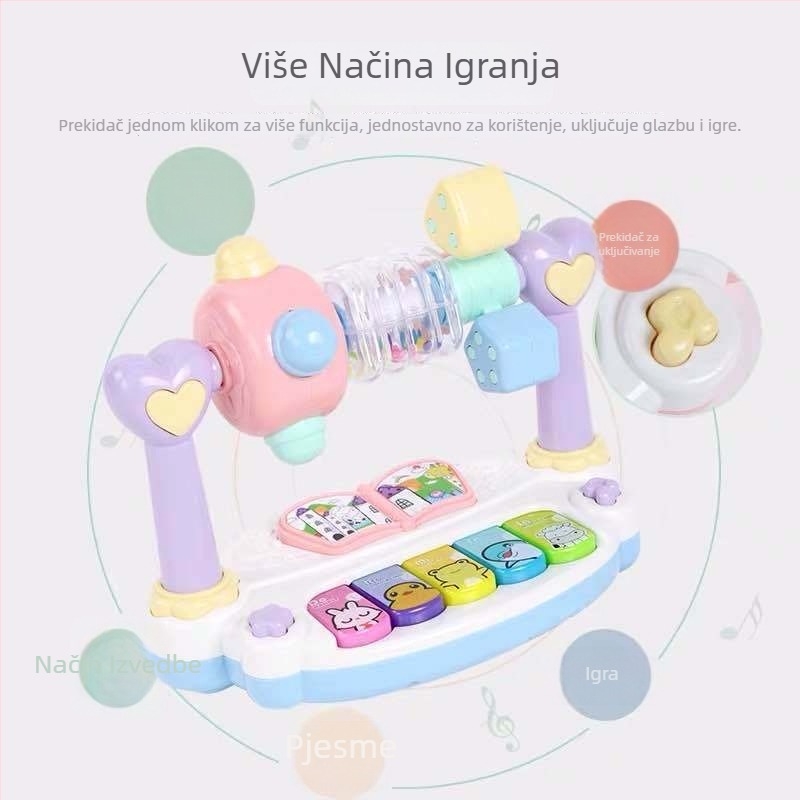3351 Djeca Elektronički klavir s zvončićem — plastična elektronička organ igračka za rano obrazovanje, potiče emocionalni razvoj, vid, intelektualni razvoj i koordinaciju ruku i oka