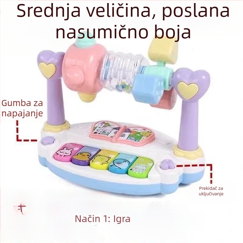 3351 Djeca Elektronički klavir s zvončićem — plastična elektronička organ igračka za rano obrazovanje, potiče emocionalni razvoj, vid, intelektualni razvoj i koordinaciju ruku i oka