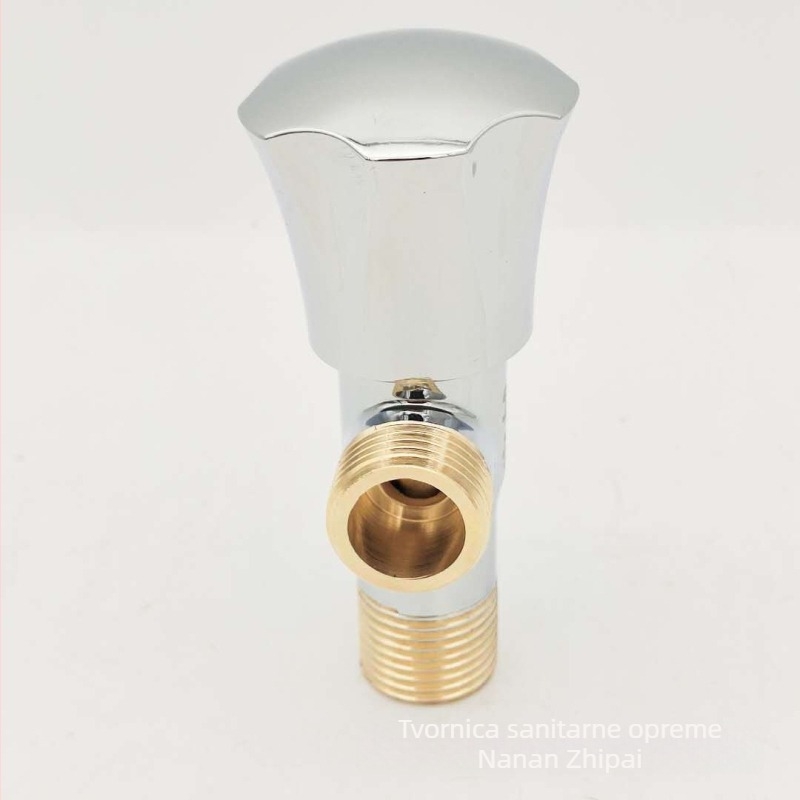 Kutni ventil, bakrena legura, model zp-040, ugradnja u zid, radna temperatura 0–90°C, nominalni tlak 1,2 MPa