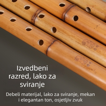Flauta od bambusa, kratka, antički stil, 8 rupa, za početnike, F ključ (8 rupa; kratka; antički stil; za početnike; F ključ)