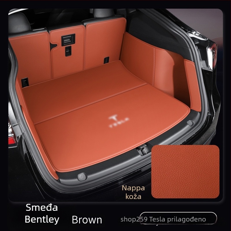 Kožna prostirka za prtljažnik za Tesla Model Y, potpuno pokriće, verzija 3, prilagodljivo uklapanje
