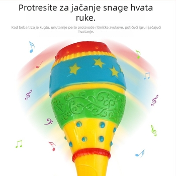 Žirafa‑oblikovana dječja drndalica — udarni instrument za predškolski odgoj; plastična konstrukcija; podržava sluh i koordinaciju ruka-oko.