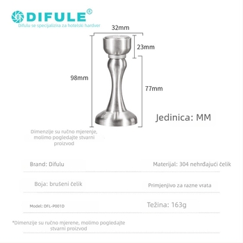 DFL-P001D Stoper za vrata snažan magnet od 304 nehrđajućeg čelika, bezšavno integrirani dizajn, zidni ili podni montažni, automatsko upravljanje, DIFULE, moderan minimalistički stil