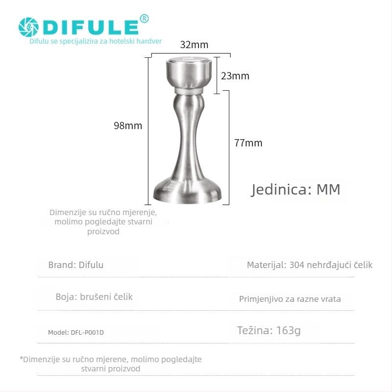 DFL-P001D Stoper za vrata snažan magnet od 304 nehrđajućeg čelika, bezšavno integrirani dizajn, zidni ili podni montažni, automatsko upravljanje, DIFULE, moderan minimalistički stil