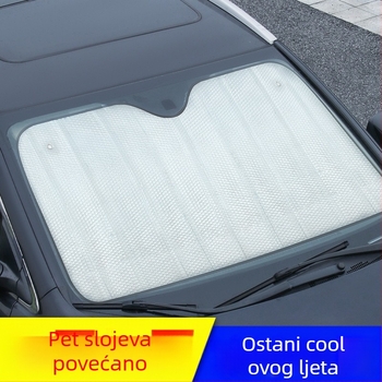 Auto sjenilo za sunce s 5-slojnom aluminijske folije za toplinsku izolaciju, minimalistički stil, pričvršćivanje vakuumskom čašom