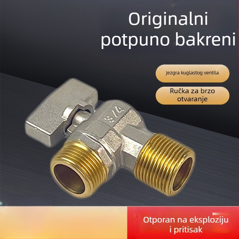 Uglovni ventil od čisto mesinga za plinske bojlere i zidne kotlove, visok protok, navoja