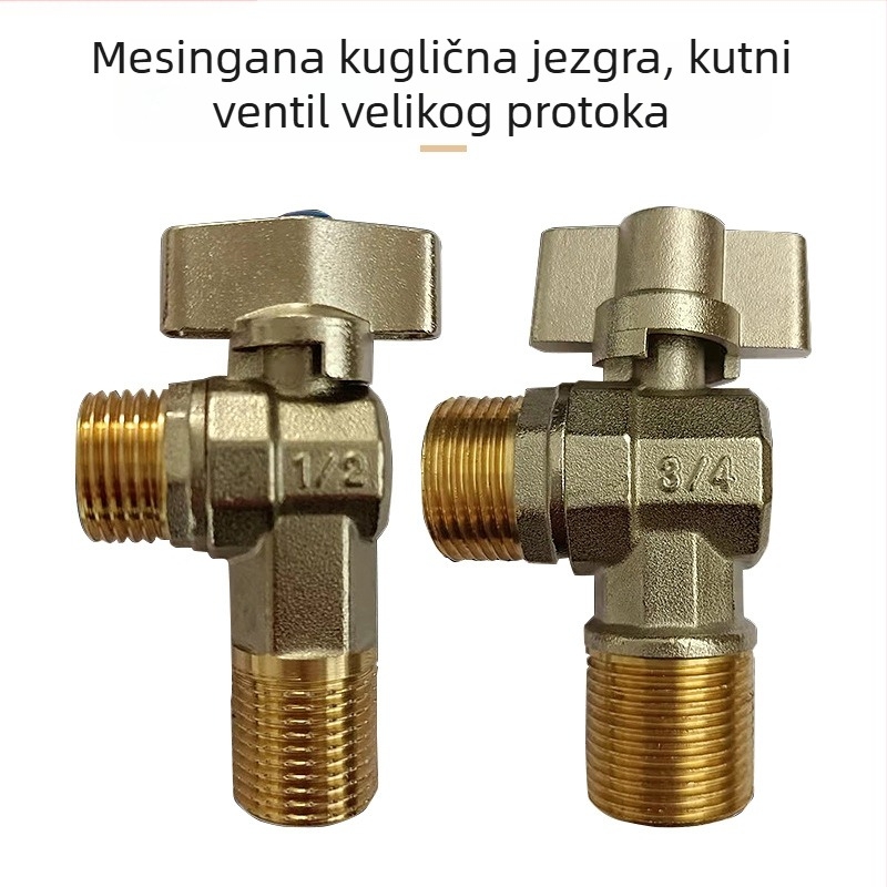 Uglovni ventil od čisto mesinga za plinske bojlere i zidne kotlove, visok protok, navoja