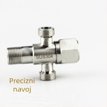 Baijing 80114 304 nehrđajući čelik kutni ventil, 1 ulaz, 2 izlaza