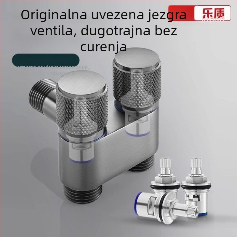Nehrđajući čelični troputni vodni razvodni ventil s jednim ulazom i dva izlaza, trokutasti ventil s dvostrukim upravljanjem