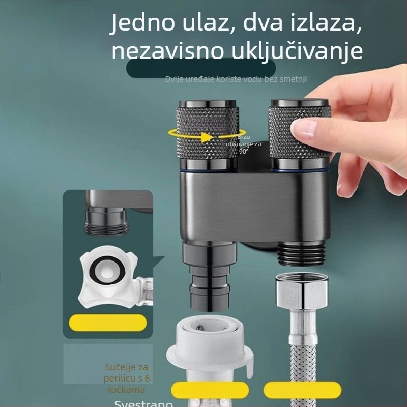 Nehrđajući čelični troputni vodni razvodni ventil s jednim ulazom i dva izlaza, trokutasti ventil s dvostrukim upravljanjem