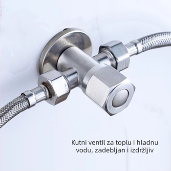 Uglovni ventil od 304 nerđajućeg čelika, 3-putni, s jednim ulazom i dva izlaza, za WC i bojler, ventil za zatvaranje vode