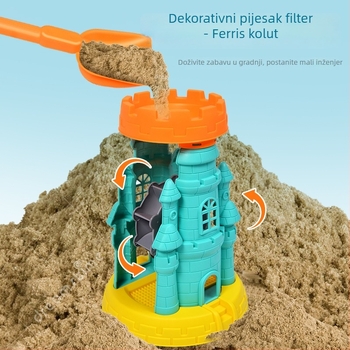 Set igračaka za plažu za djecu: plastični alati za pijesak, uključujući lopaticu i kantu; igranje pijeskom; pakiranje mrežastom vrećom; prikladno za uzrast 4–6 godina.