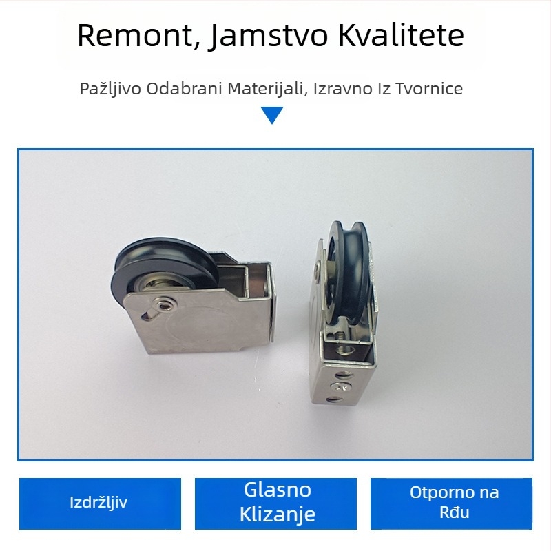 Rolka za vrata i prozore, tip 90, od aluminijske legure, s kugličnim ležajem od nehrđajućeg čelika; konstrukcija Nylon+željezo+nehrđajući čelik; pogodna za krilne prozore, klizne prozore i vrata