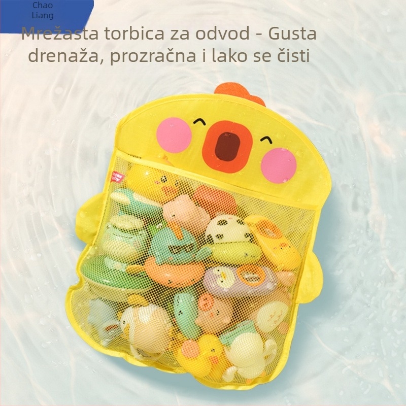 Dječja igračka za kupanje s torbicom za pohranu, crtana patka, platnen materijal, vodene igre, za djecu 0–3 godine