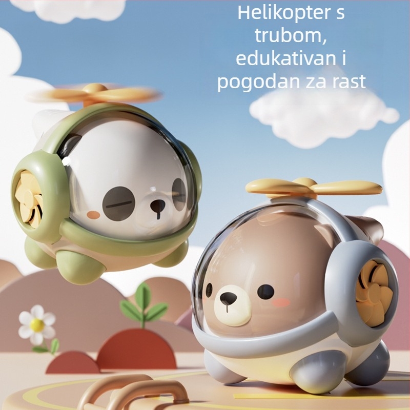 Slatka Panda-helikopter s trubom za bebe od 0 do 3 godina – glazbena zviždaljka igračka