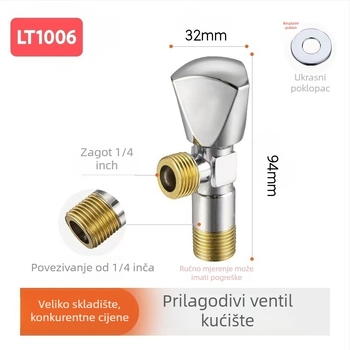 Kutni ventil (bakar, model LT1006, ugrađena instalacija, tuš sustav)