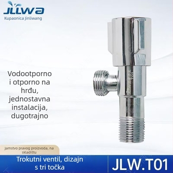 Uglovni ventil s bakrenim premazom, 1/2 in priključci za bojler i WC, ugradni u zid, moderan minimalistički stil
