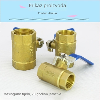 Mosazni kuglični ventil s unutarnjim navojem, za tople vodovodne sustave, promjeri 1/2", 3/4" i 1"