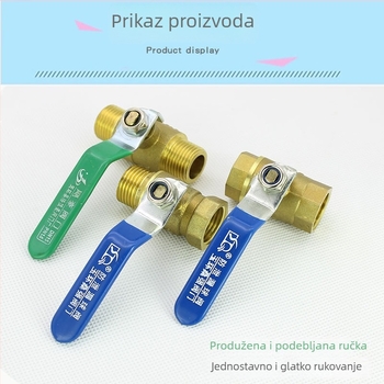 Mosazni kuglični ventil s unutarnjim navojem, za tople vodovodne sustave, promjeri 1/2", 3/4" i 1"