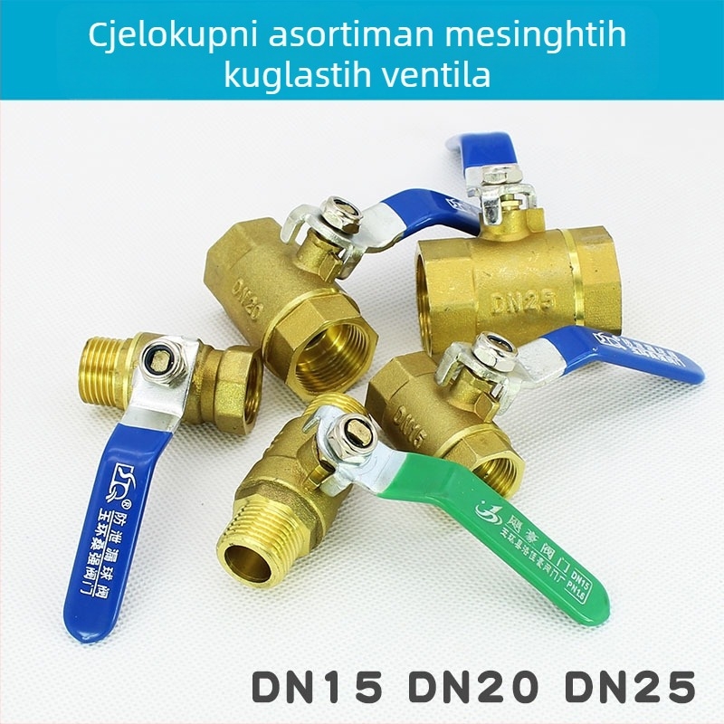 Mosazni kuglični ventil s unutarnjim navojem, za tople vodovodne sustave, promjeri 1/2", 3/4" i 1"