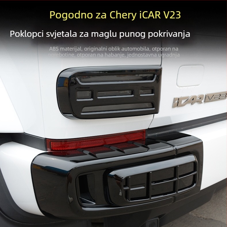 Chery iCAR V23 prednji i stražnji poklopci za svjetla magle, dekorativni okviri stražnjih svjetala, ABS plast, crni vanjski dodaci