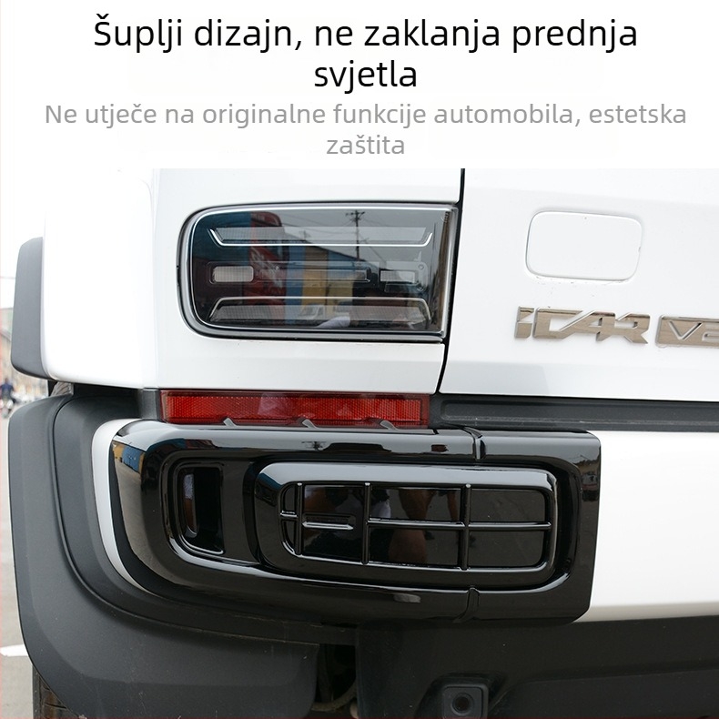 Chery iCAR V23 prednji i stražnji poklopci za svjetla magle, dekorativni okviri stražnjih svjetala, ABS plast, crni vanjski dodaci