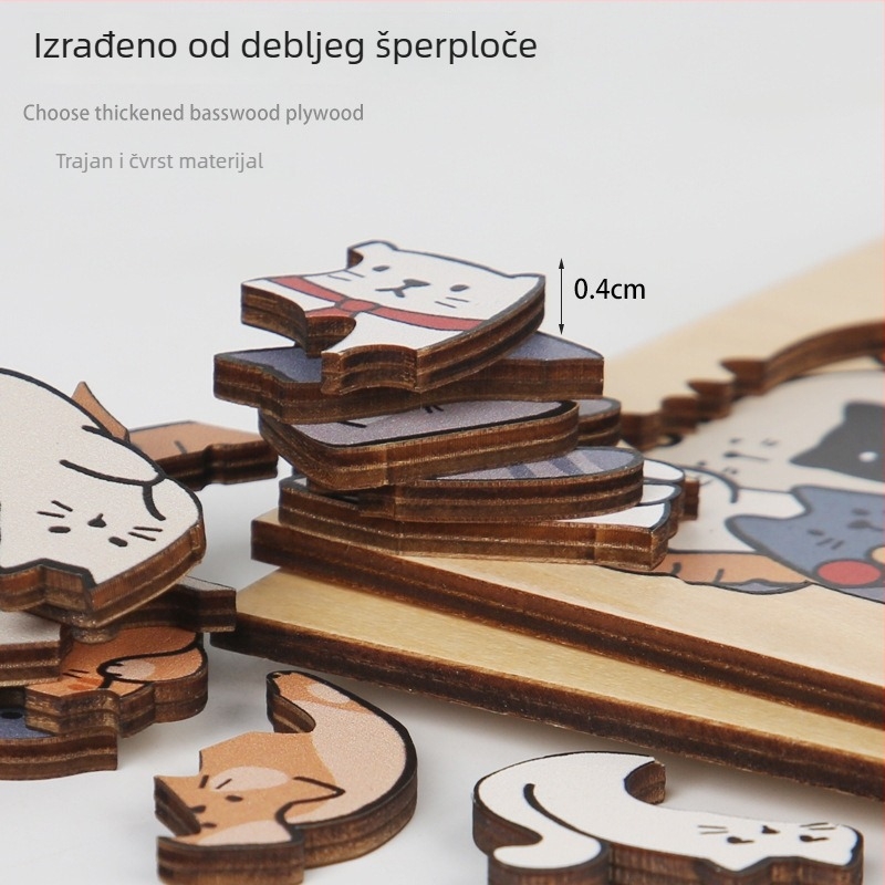 Drveni 3D puzzle sa životinjama za djecu, uzrast 4–6 godina, OEM prilagodba logotipa, licencirana privatna oznaka