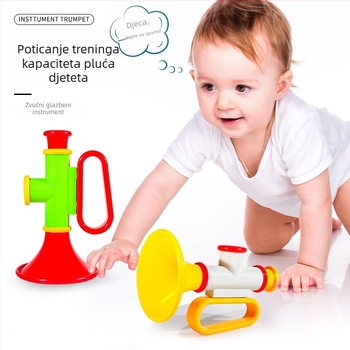 Plastična dječja truba-igračka – zviždalo glazbeni instrument za bebe (0–3 godine), razvija sluh, koordinaciju ruku i očiju te osjetilne sposobnosti