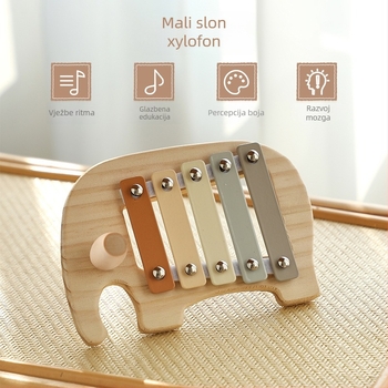 Dječji drveni udarni instrument s motivom slona – razvoj sluha, za djecu 4–6 godina, podrijetlo Zhejiang