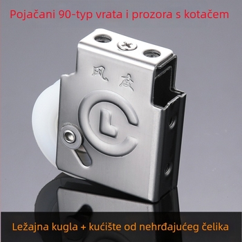 Rolna za klizna vrata i prozore tipa 90 – kućište od nehrđajućeg čelika, kotačić od najlona, kuglični ležaj; primjena: vrata i prozori tipa 90; nosivost 55 kg