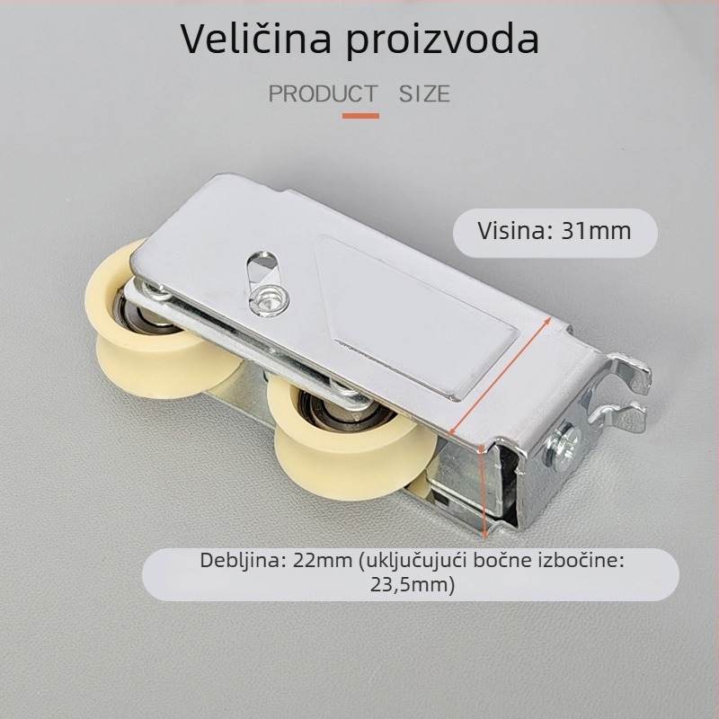 Kotač za klizna vrata: model 2001, aluminijska legura, dvostruki kotač, donja tračnica, ležajni kotač za široku stazu
