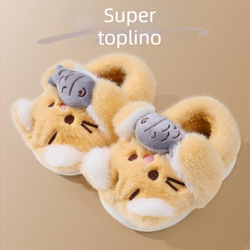 Dječje pamučne papuče s plišanom gornjom stranom, EVA potplatom, stražnjim remenom, karikatura zeca