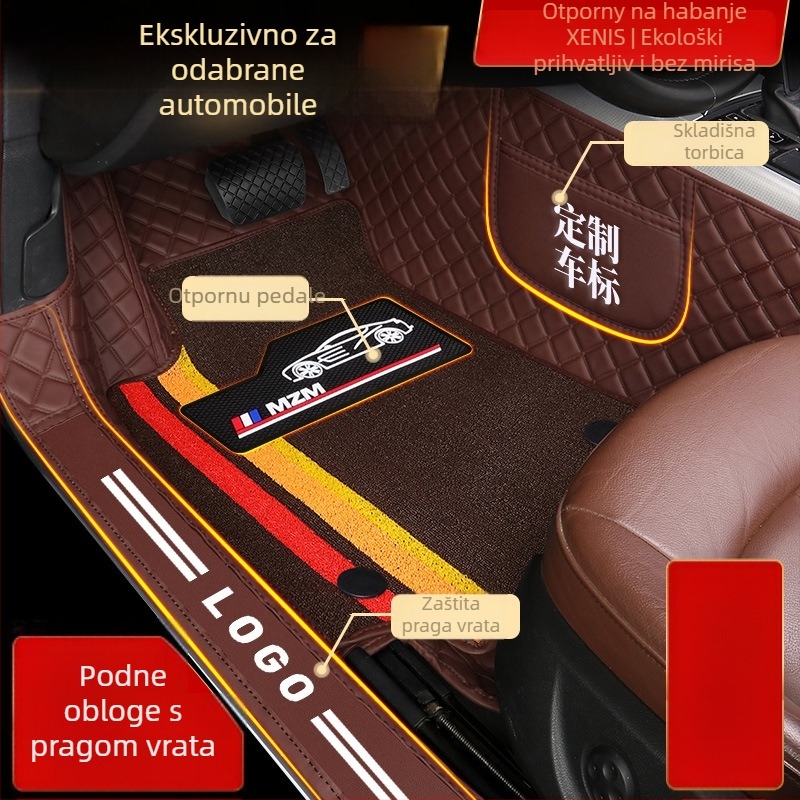 Kožne podloge za stopala za automobil s potpuno pokrivenim pragovima, prilagođene za određeni model, ispis logotipa, brend Pad's