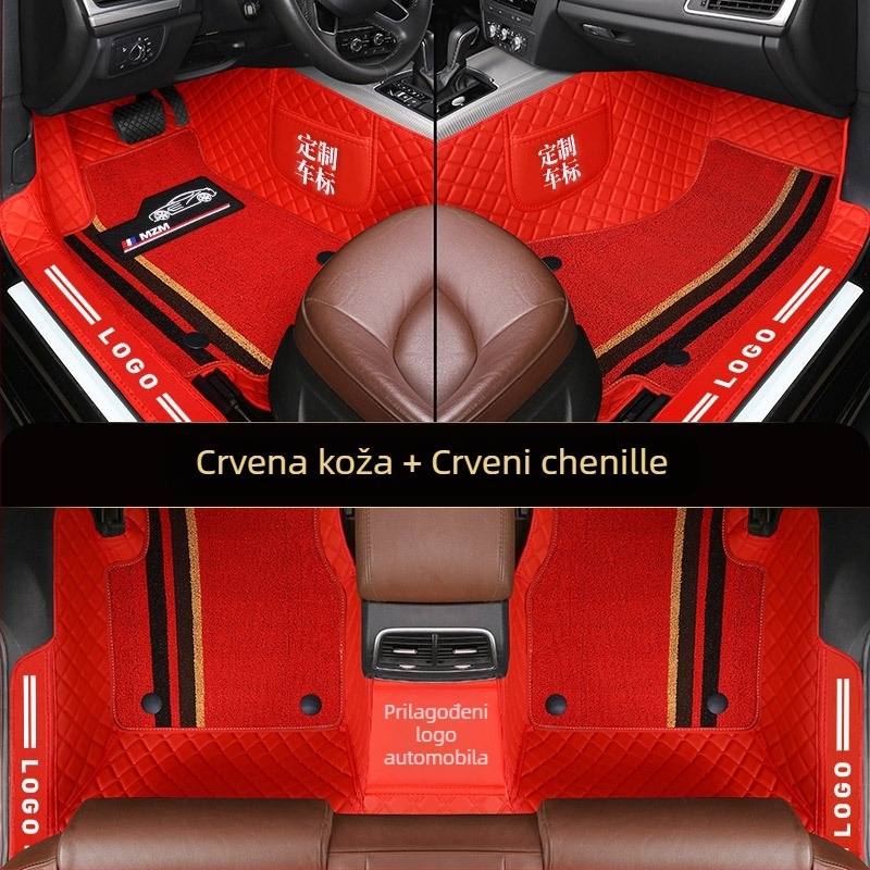 Kožne podloge za stopala za automobil s potpuno pokrivenim pragovima, prilagođene za određeni model, ispis logotipa, brend Pad's
