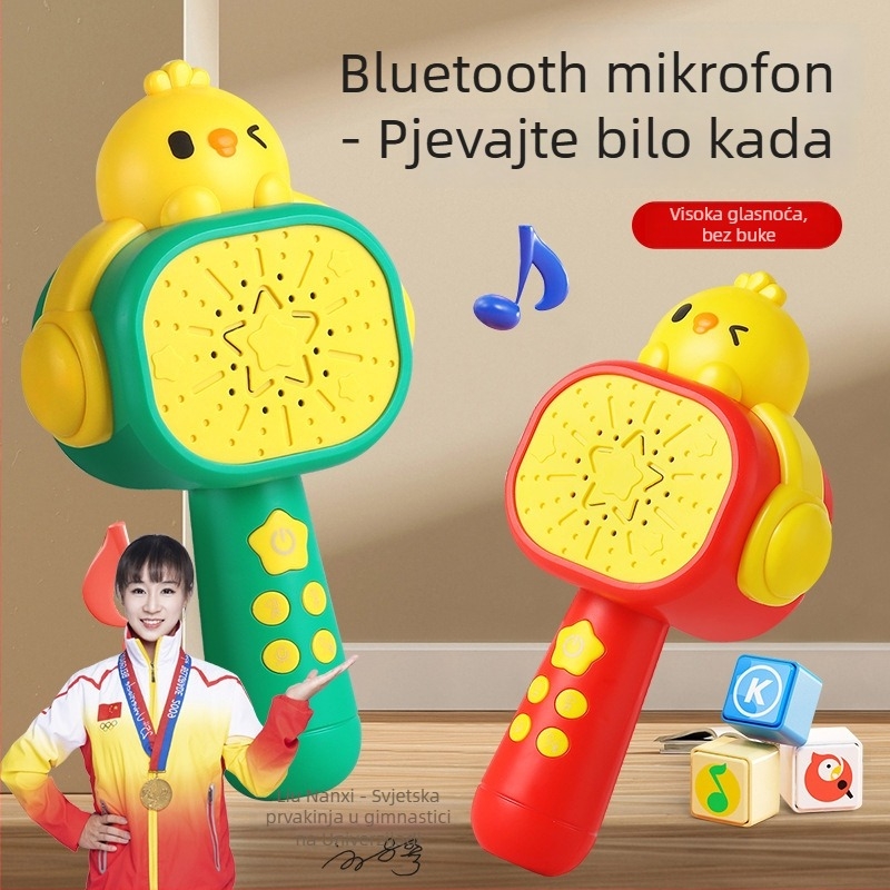 Dječji mikrofon s dizajnom žutog pilića – karaoke, plastični materijal, za djecu od 4 do 6 godina, 3C certifikat 2024182202058756, Kina