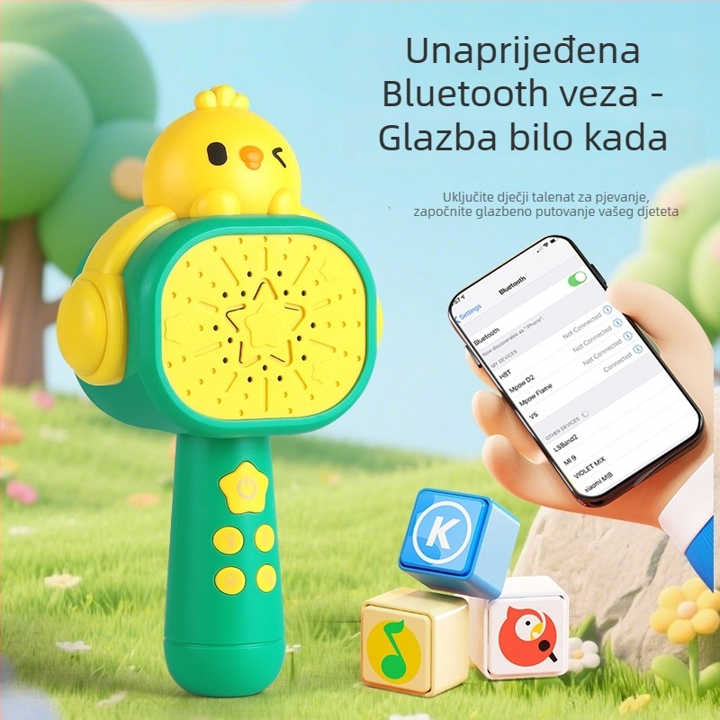 Dječji mikrofon s dizajnom žutog pilića – karaoke, plastični materijal, za djecu od 4 do 6 godina, 3C certifikat 2024182202058756, Kina