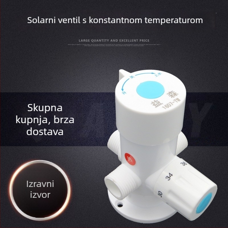 Solarni termostatski ventil za tuš s površinskim montažom, mehanički senzor, plastično bakreno jezgro, miješajući ventil protiv opeklina