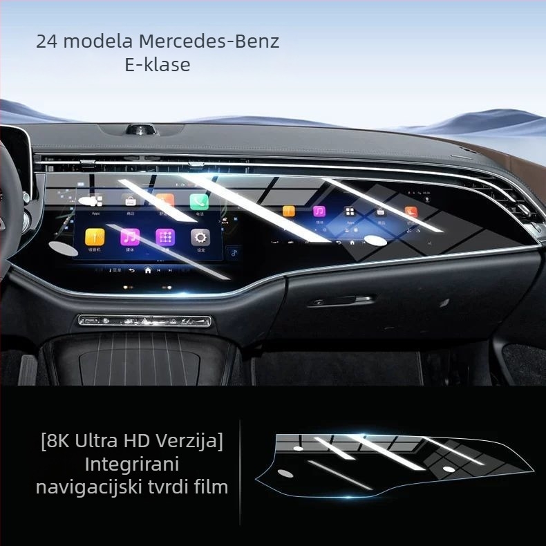Kaljeno staklo zaštitni film za zaslon navigacije Mercedes-Benz E300L — jedinstveni dizajn, otporan na visoke i niske temperature, otporan na ogrebotine i habanje, premaz protiv otisaka prstiju