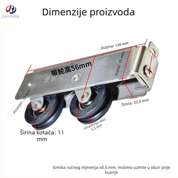 Aluminijski prozorski roller tipa 85 s držačem od nehrđajućeg čelika, tih ležaj, dugi šuplji osovinski, dvostruki kotač za klizna vrata