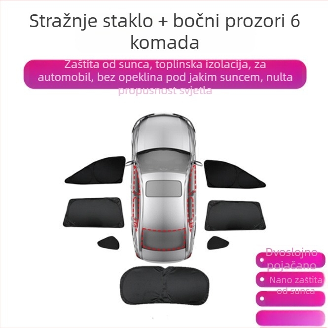 Automobilska zavjesa za sunce za R7 – potpuno pokriće, privatnost i toplinska izolacija, ugradnja snap-in, pogodna za prednje, stražnje i krovne prozore.